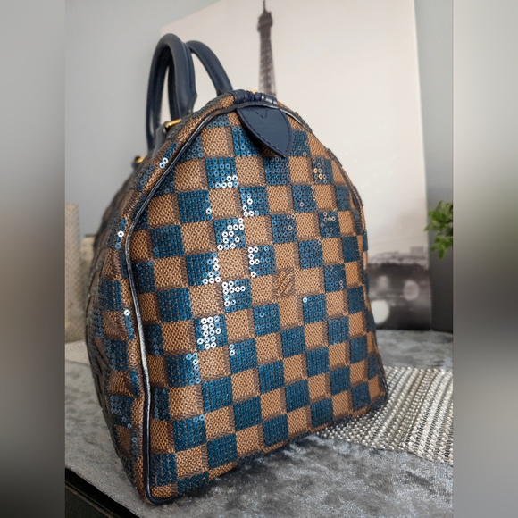 Louis Vuitton Paillettes Damier Ebene Speedy 30 w/Dustbag, Lock and Keys - Picture 5 of 17